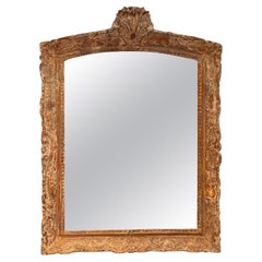 French Regence Carved Mirror With Shell Crest