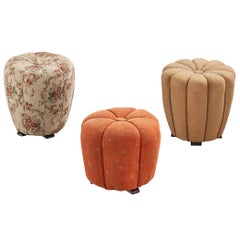 Jindrich Halabala Stools in Decorative Upholstery