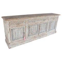 1980s Hand-Carved Provençal Sideboard Made of Polychrome Wood with Front Panels