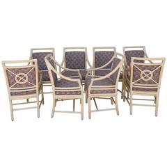 Rare Set of Eight Vintage McGuire Designer Custom Dining Chairs