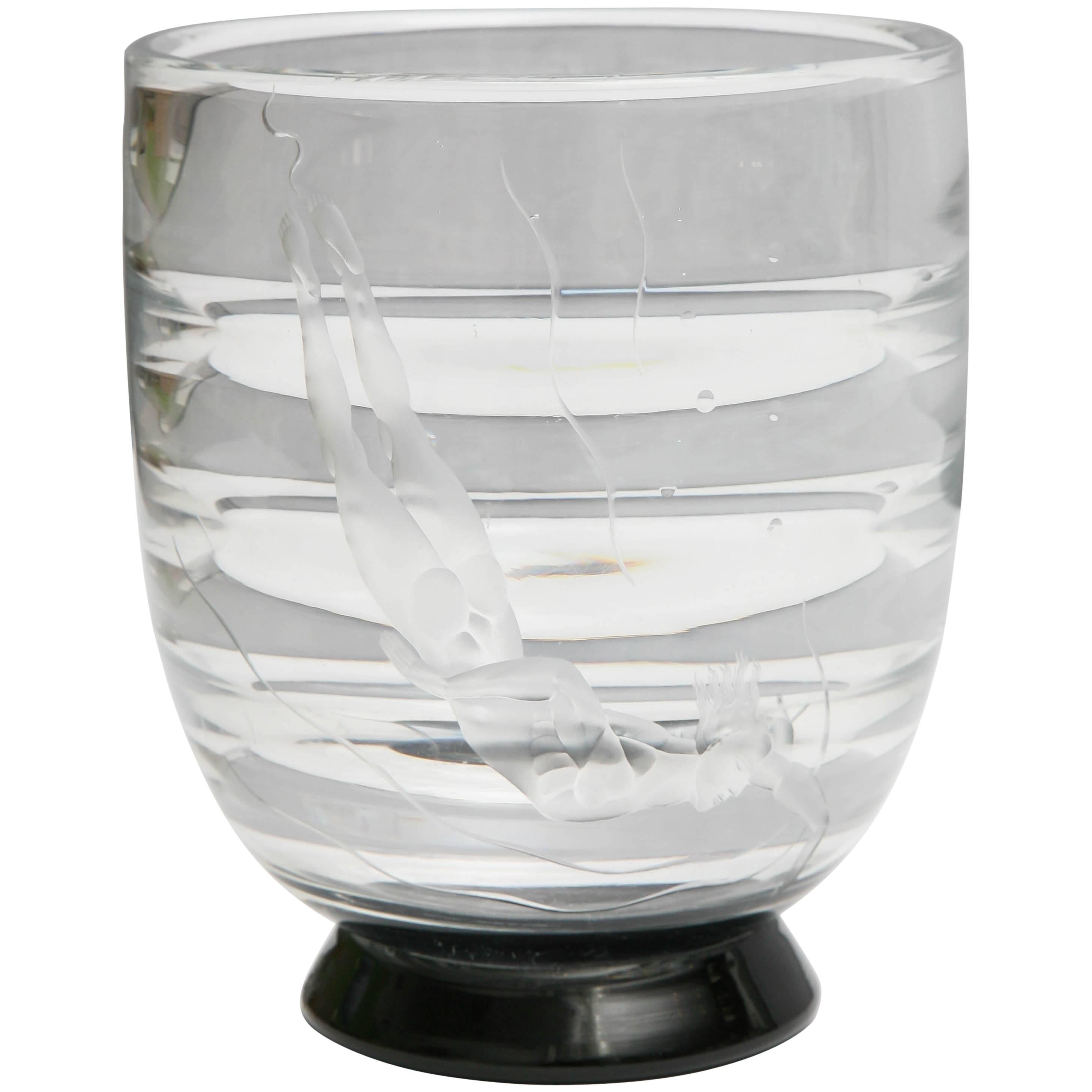 Art Deco ''Diver'' Orrefors Vase For Sale