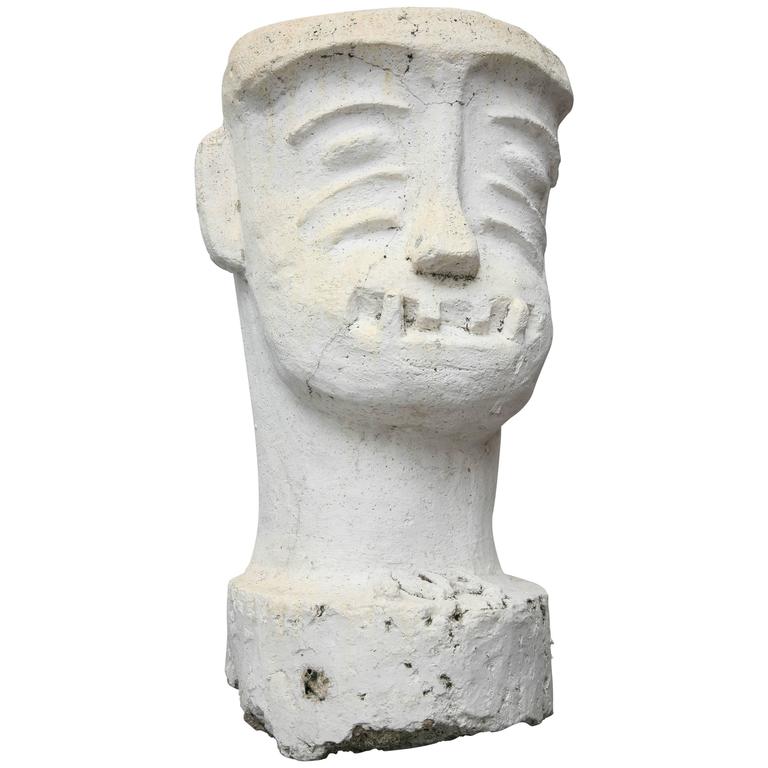Group of Four Wacky Concrete Head Sculptures at 1stdibs