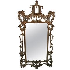 Elegant Chinoiserie Mirror with Pagoda Crown