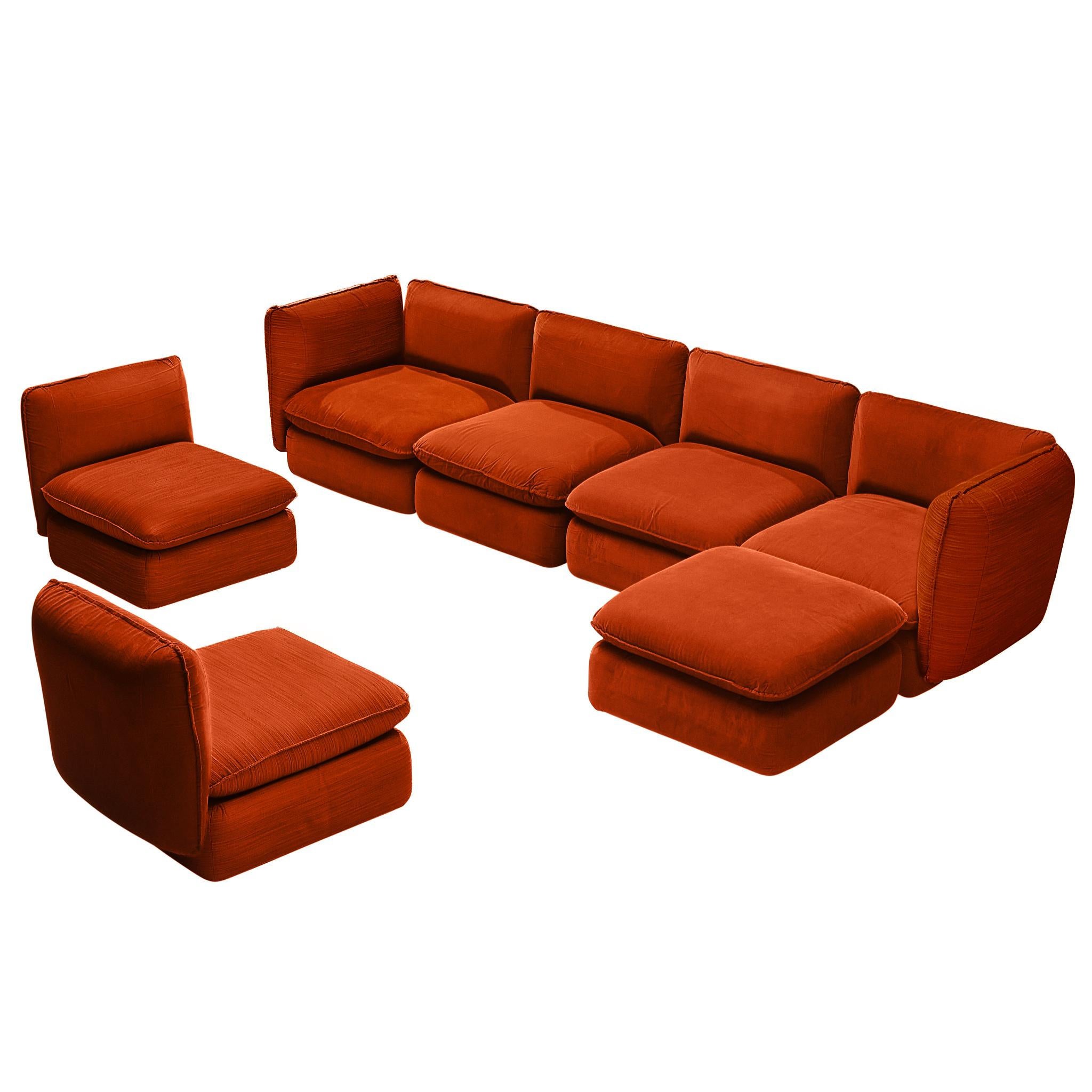 IPE Cavalli Italian Sectional Sofa in Red Upholstery For Sale