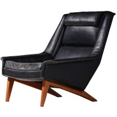 Folke Ohlsson for Fritz Hansen Lounge Chair in Black Leather