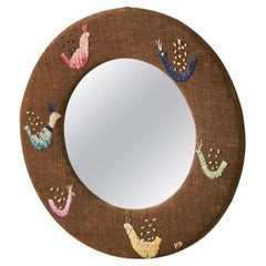 Swedish Round Embroidered Mirror
