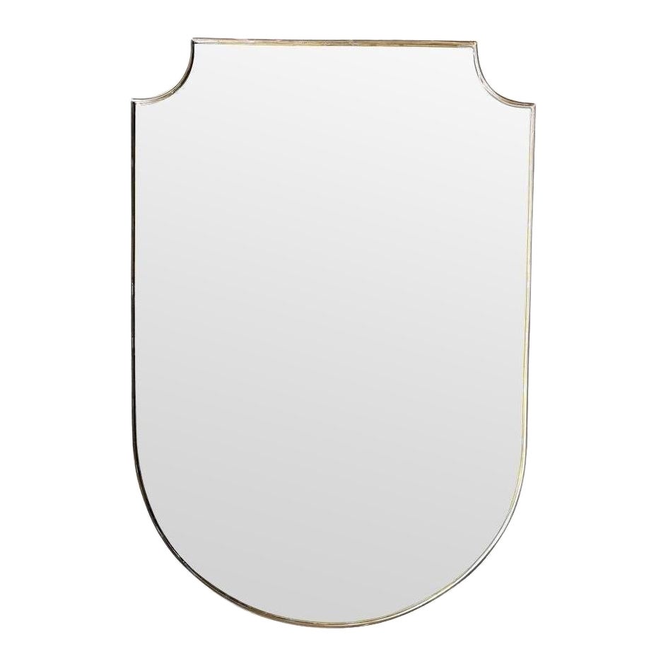 A large orignal 1950s Italian shield mirror with orignal mirror plate For Sale