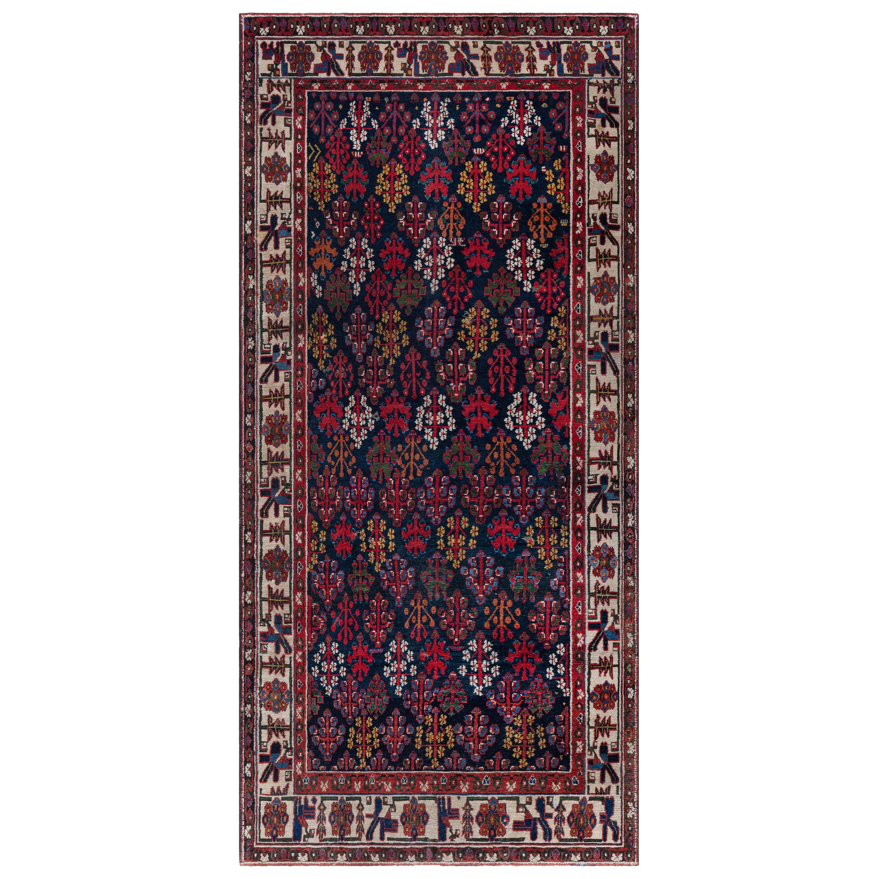Doris Leslie Blau 19th Century North West Persian Botanic Handwoven Wool Rug For Sale