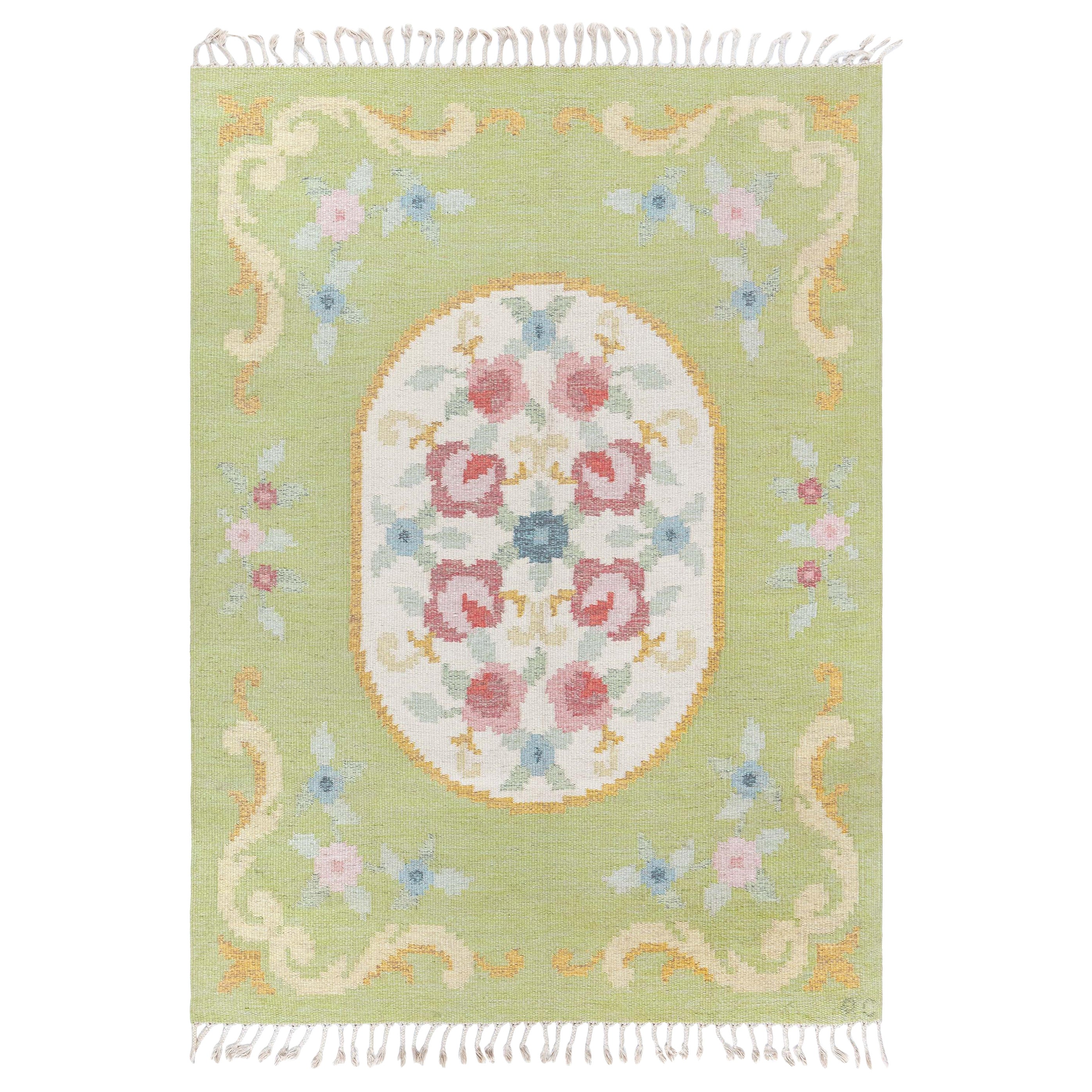 Doris Leslie Blau Vintage Swedish Flat Woven Rug by Rakel Carlander
