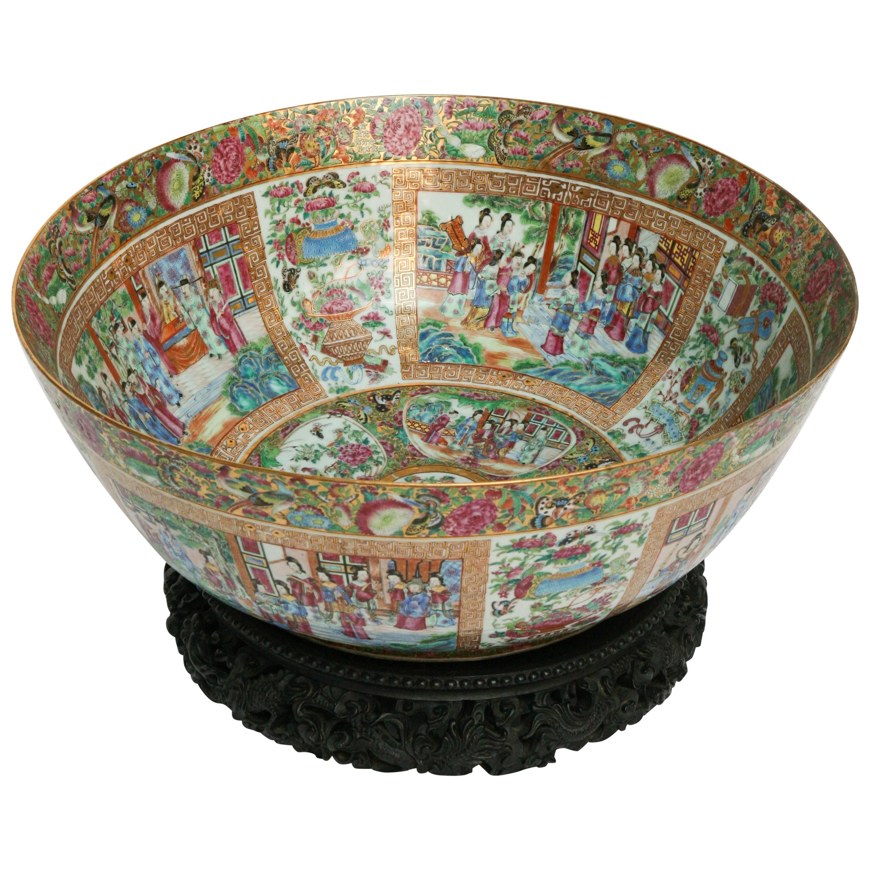Important, Enormous, and Elaborate 19th Century Rose Mandarin Punch Bowl