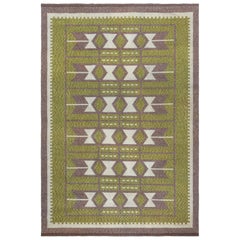 Doris Leslie Blau Geometric Harmony in Reversible Vintage Swedish Flat Woven Rug