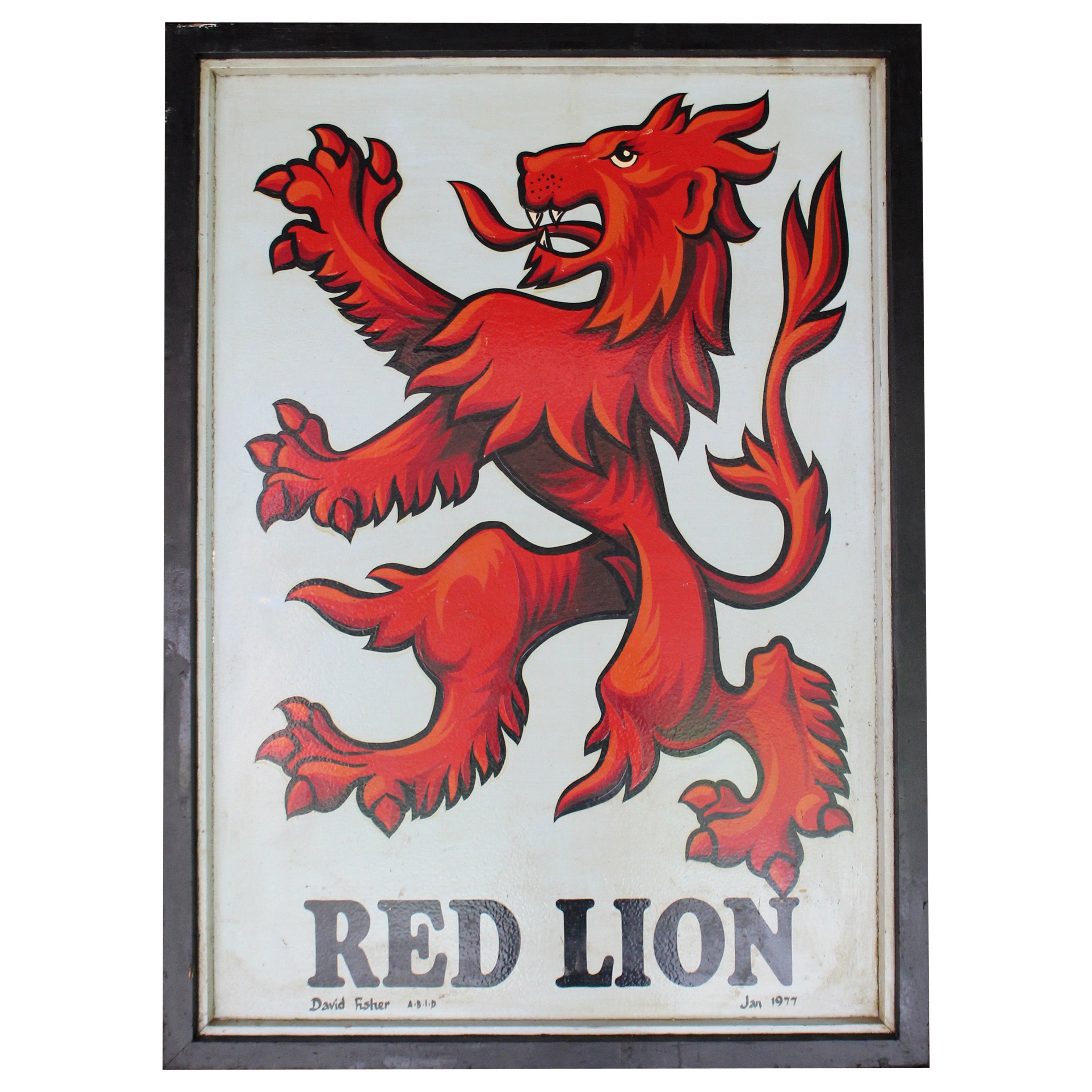 1977 English Pub Sign for the "Red Lion" by David Fisher