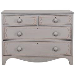 Painted Antique English Bowfront Chest of Drawers, circa 1875
