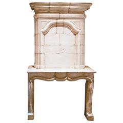 Antique Regence Limestone Fireplace with Trumeau, circa 18th Century 7