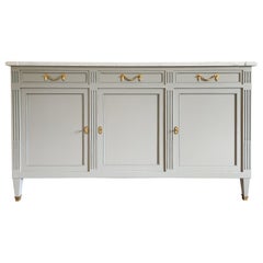 Antique French Louis XVI Buffet, Carrara Marble