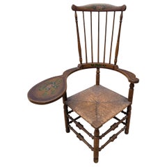 19Thc Original Paint Decorated Writing Arm Windsor Chair