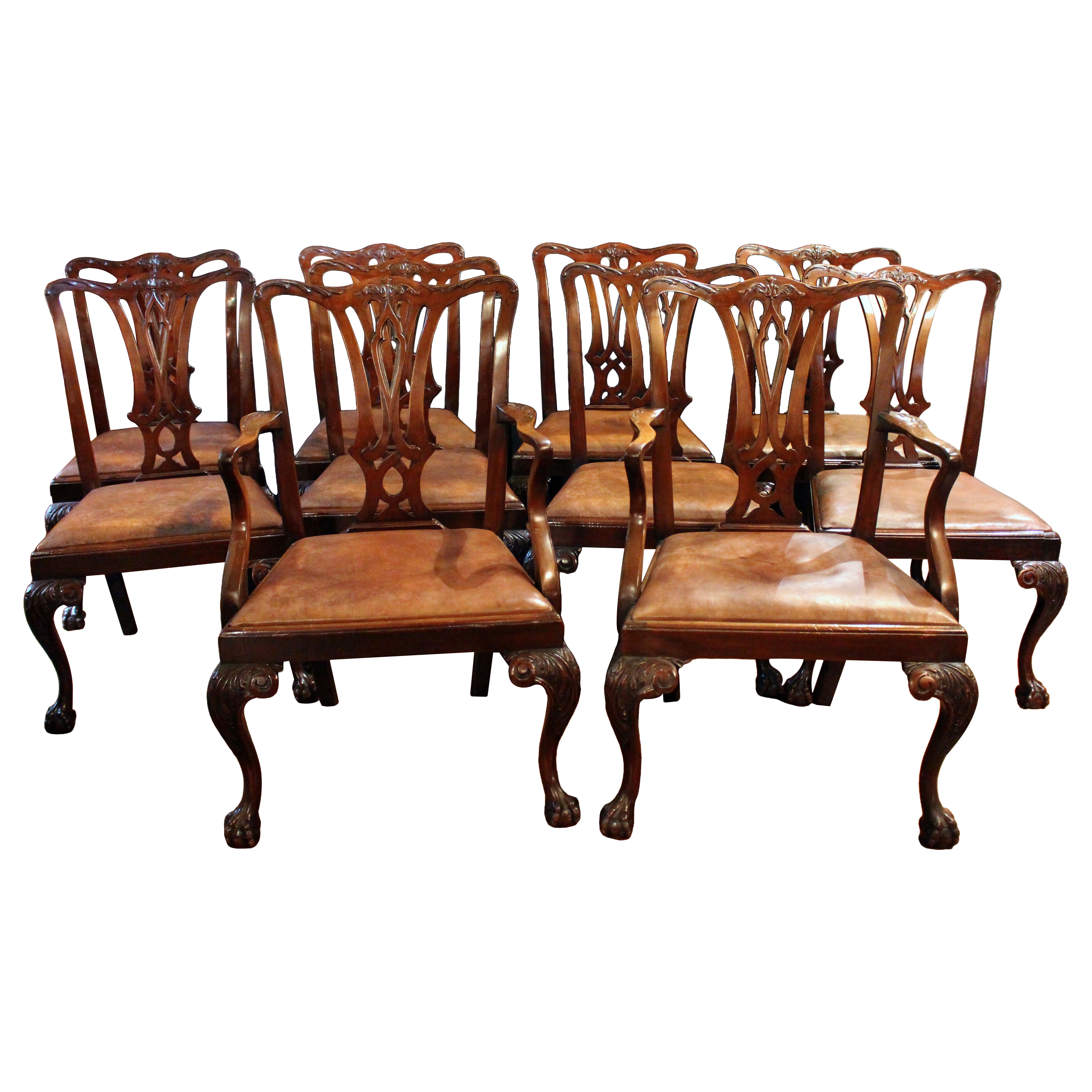 Late 19th Century Georgian Style Set of 10 Dining Chairs