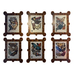 "Papillions" by Eugene Allain Seguy in hand painted faux tortoiseshell frames