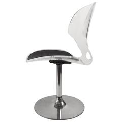 Lucite and Chrome Swivel Desk Chair 