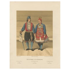 Antique Norwegian Bridal Attire – Saetersdalen Couple in Wedding Dress, 19th Century