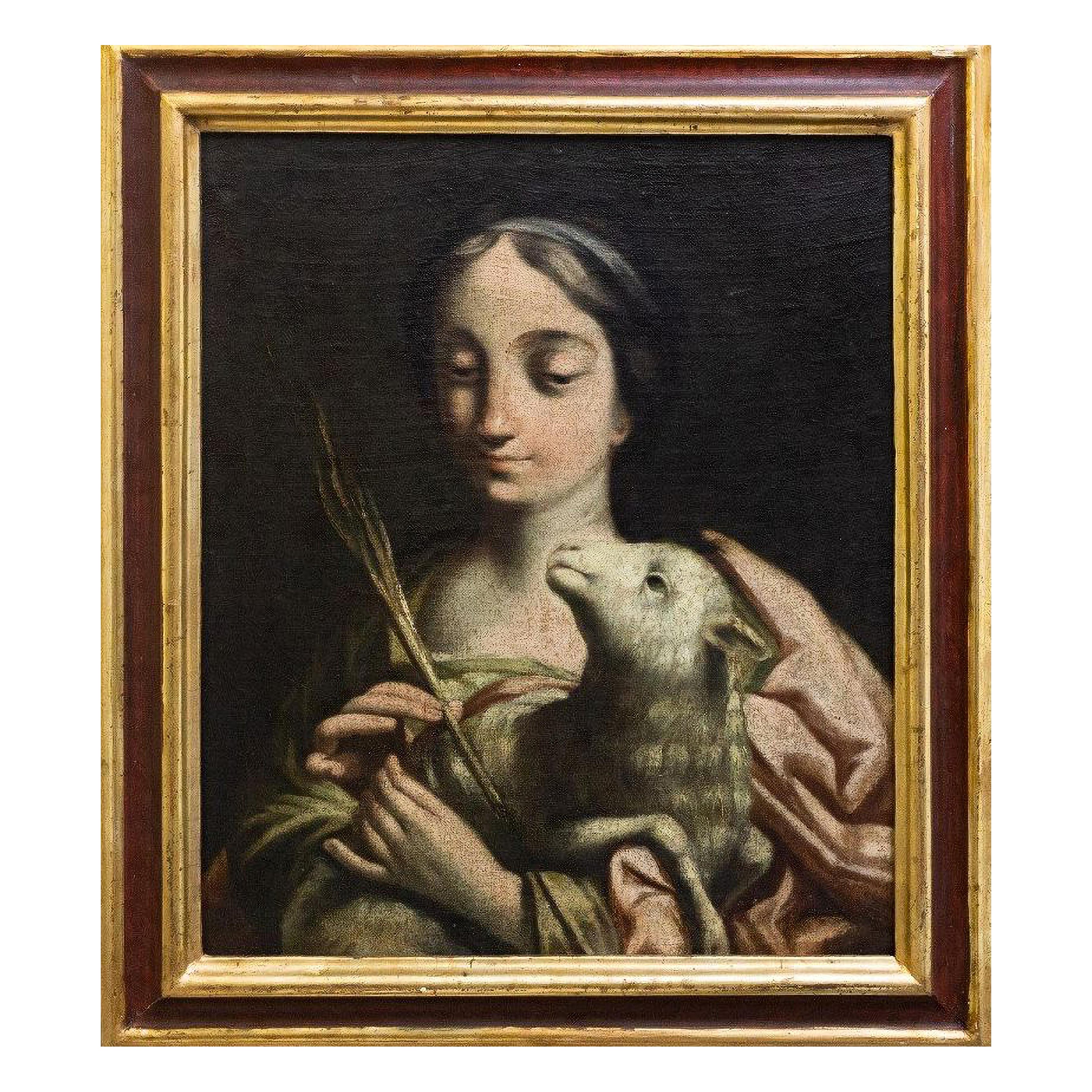 FRANCISCO SOLIMENA (Canale di Serino 1657 -Naples 1747) Attributed "Saint Agnes"
