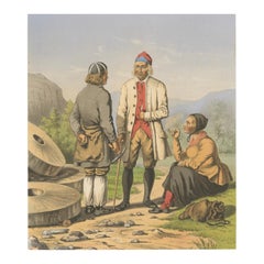 Selbu Regional Dress – Norwegian Folk Attire with Stone Quarry Scene, c.1860