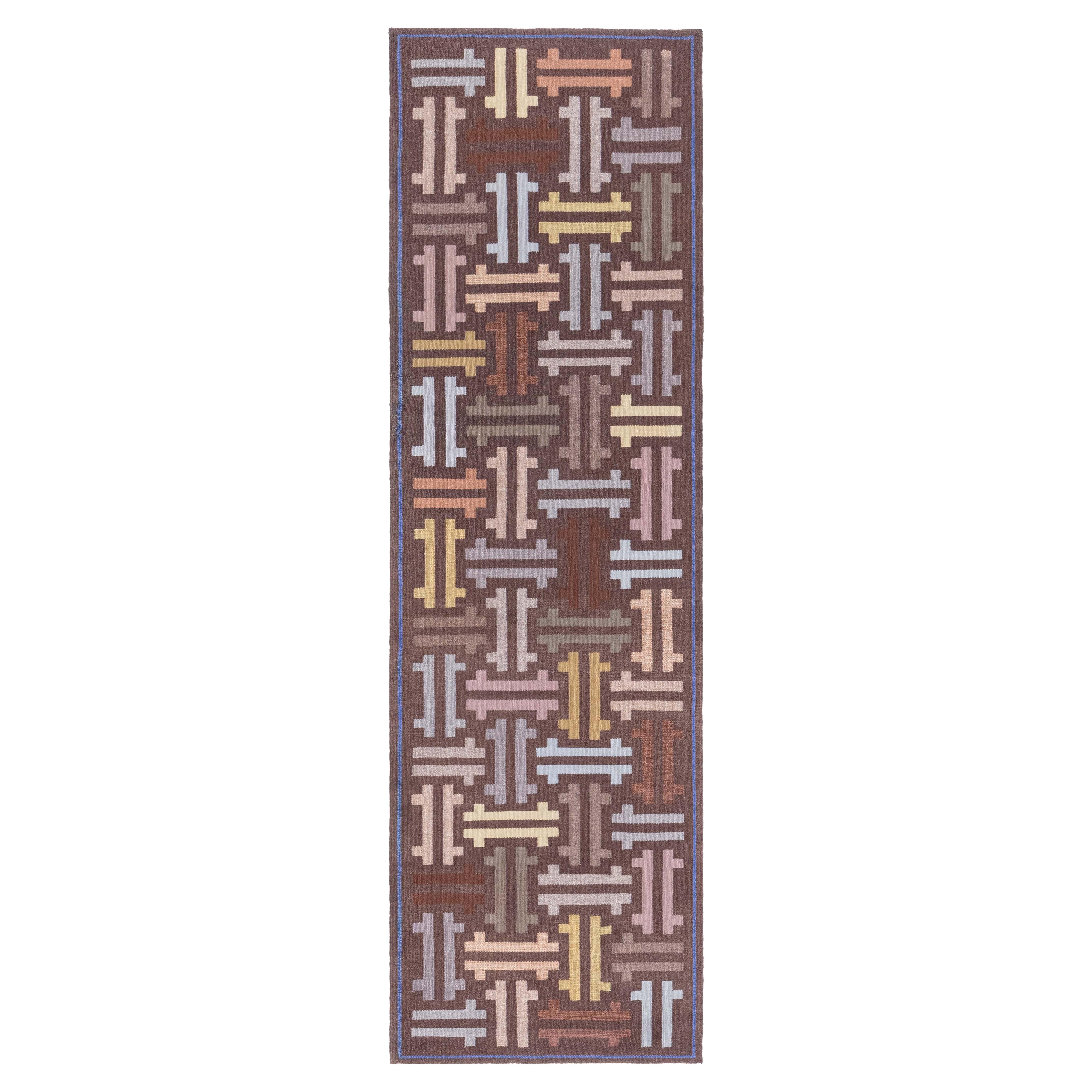 Vintage Swedish Flat Woven Runner Doris Leslie Blau For Sale
