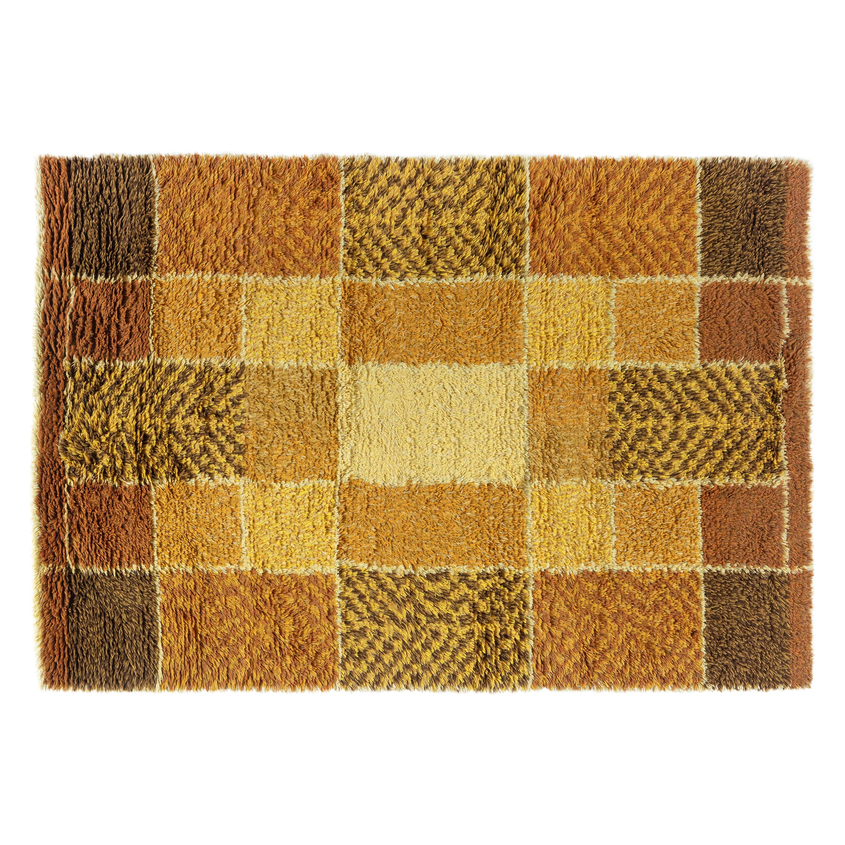 Doris Leslie Blau Vintage Swedish Rya Rug in Warm Autumnal Tones For Sale
