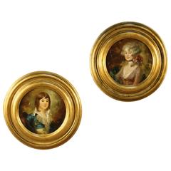 20th Century Round Paintings Oil on Panel