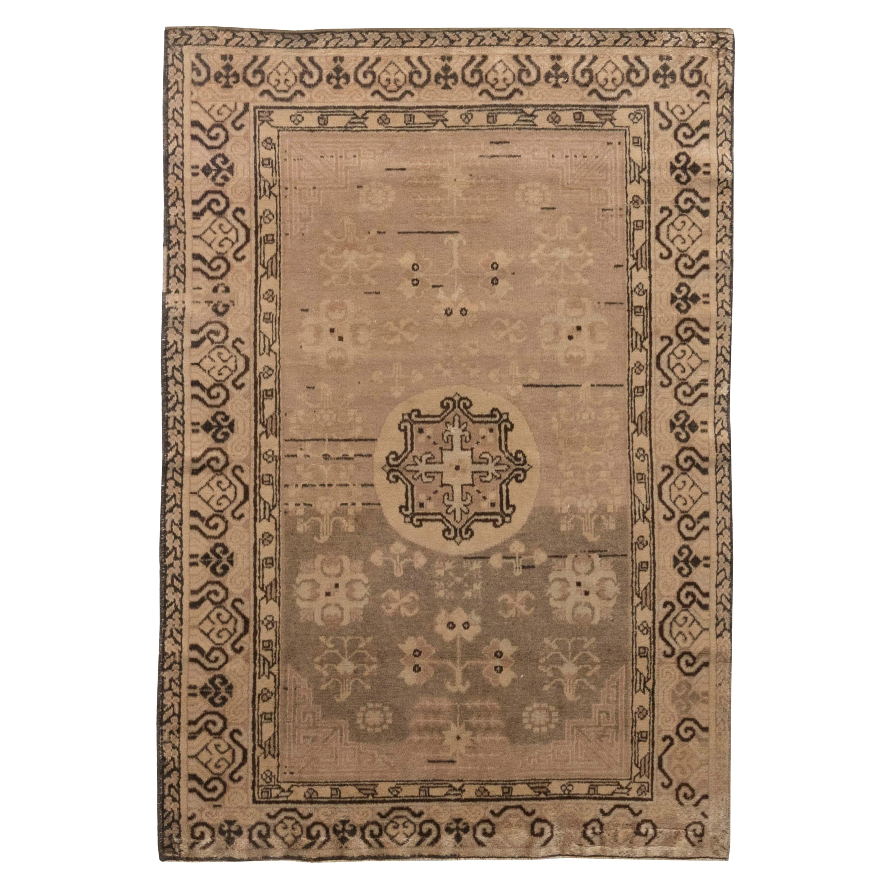 Doris Leslie Blau Midcentury Samarkand Brown Handwoven Wool Rug