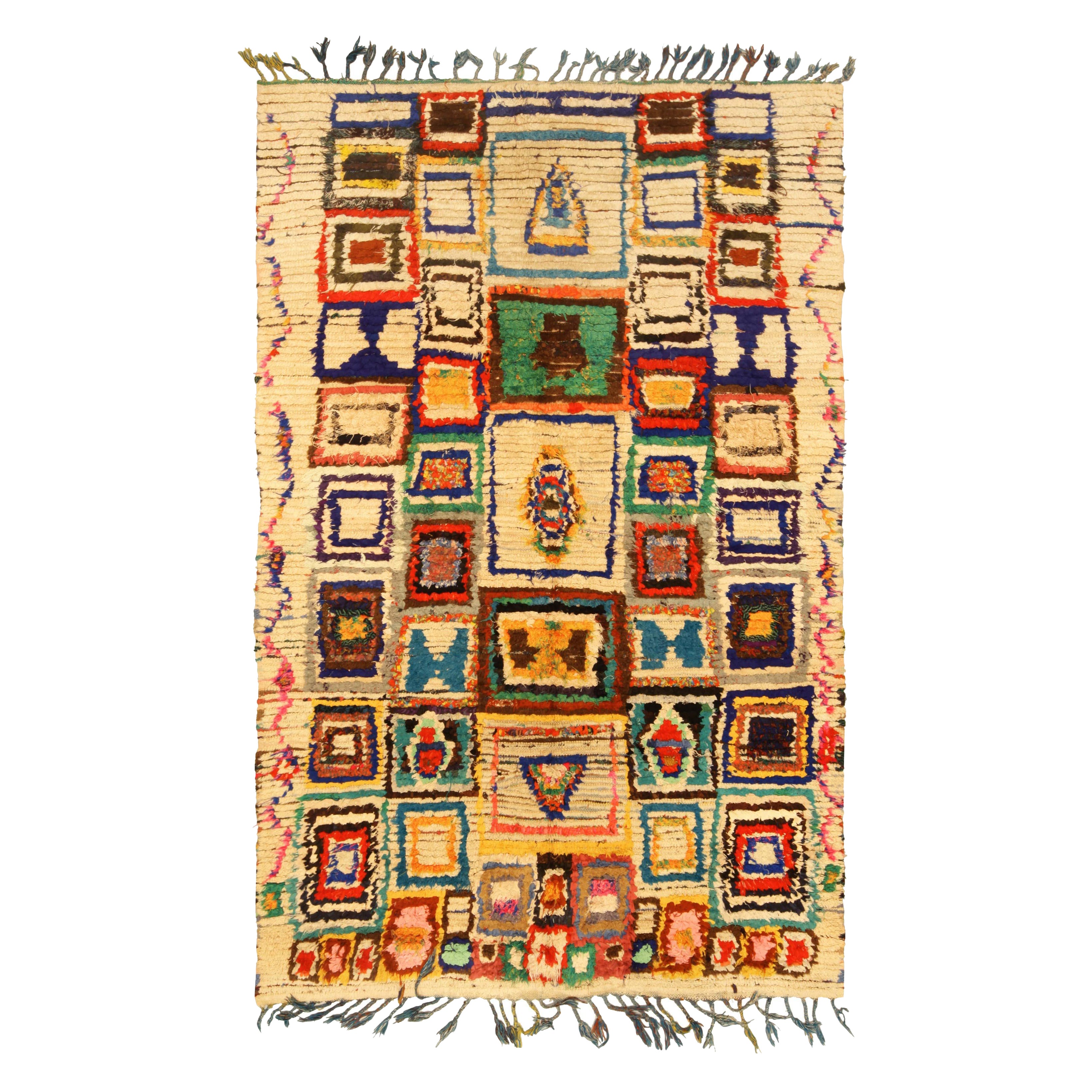 Doris Leslie Blau Vintage Moroccan Rug - Vibrant Abstract Geometric Design