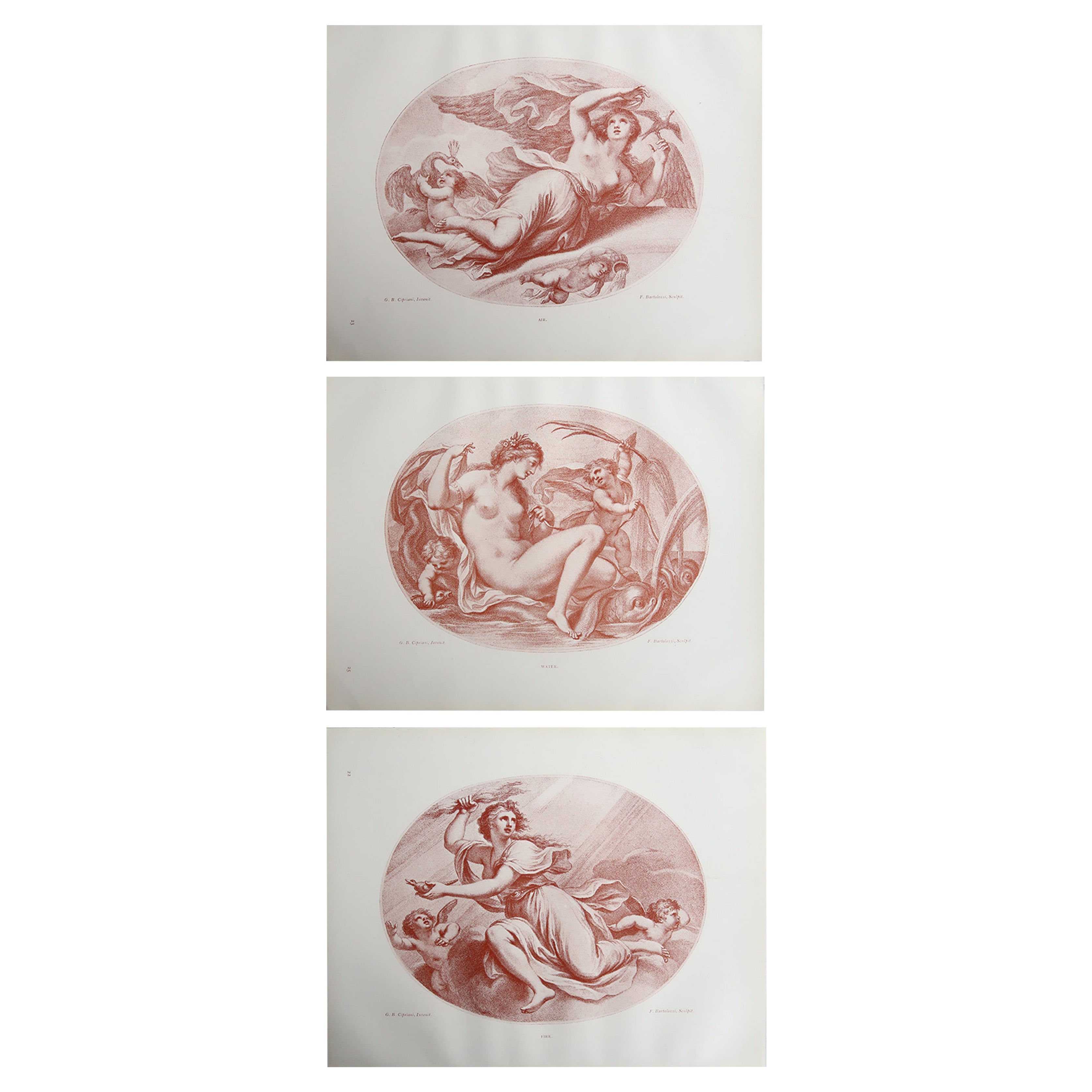 Set of 3 Antique Neo-Classical Bartolozzi Prints. 1907