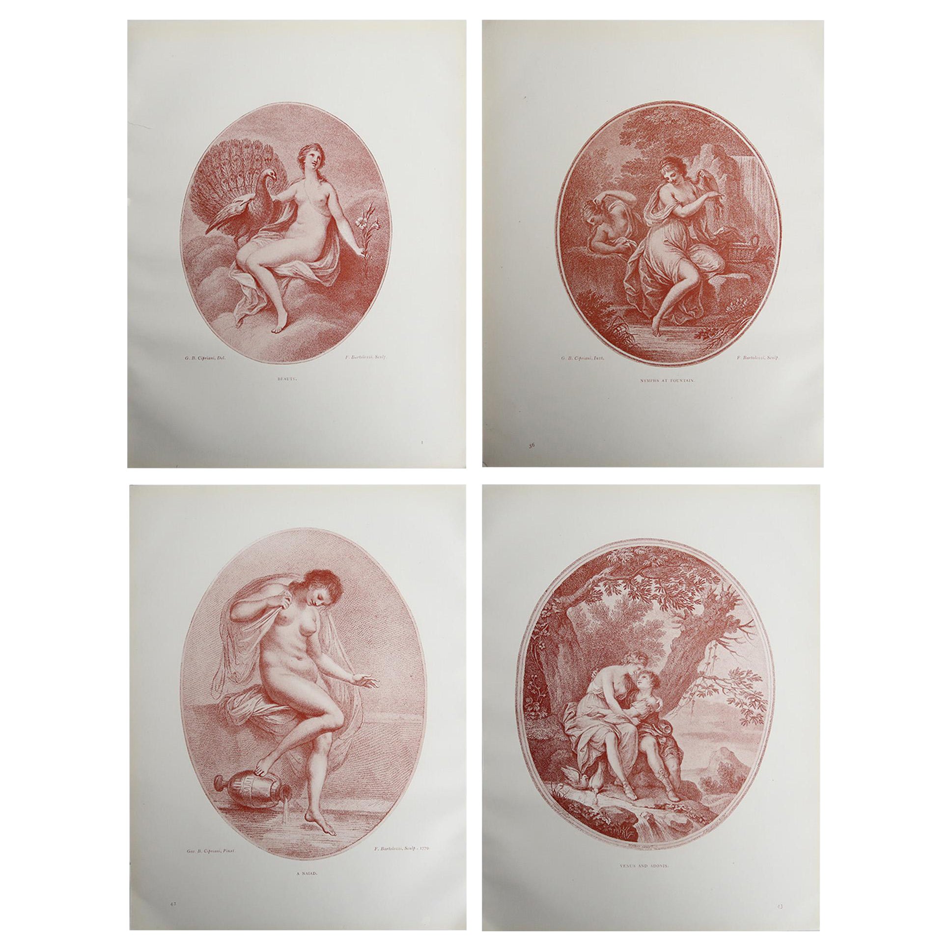 Set of 4 Antique Neo-Classical Bartolozzi Prints. 1907