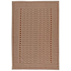 Modern Geometric Aubusson Style Beige Wool Rug by Doris Leslie Blau