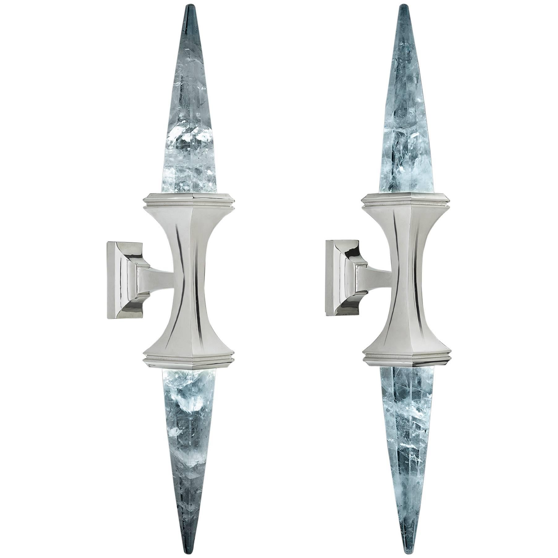 Rock Crystal Wall Sconces by Alexandre Vossion For Sale