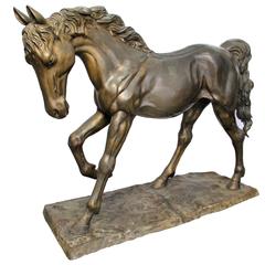 Life-Size Brass Horse Sculpture, circa 1910