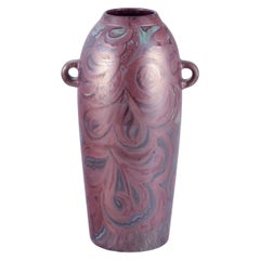 E.B.S. Klint. Danish ceramicist. Large floor vase with two handles. Mid-20th C.