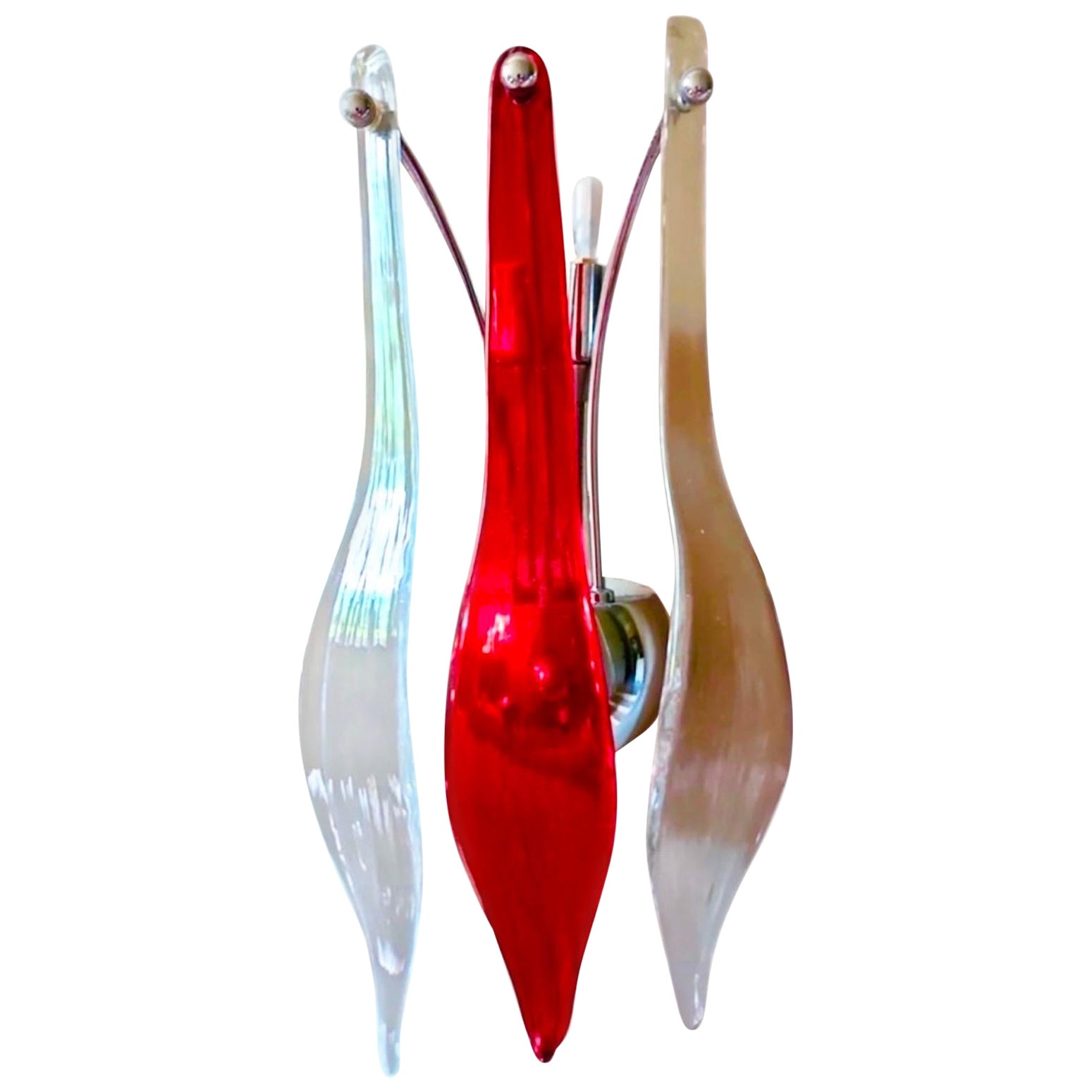 Large wall lighting Murano glass leave , Italy 2000 in vendita
