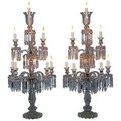 Antique Baccarat, Pair of Crystal Candelabras, France, circa 1890