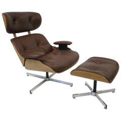 Eames Styled Leather Lounge Chair / Ottoman by Charlton