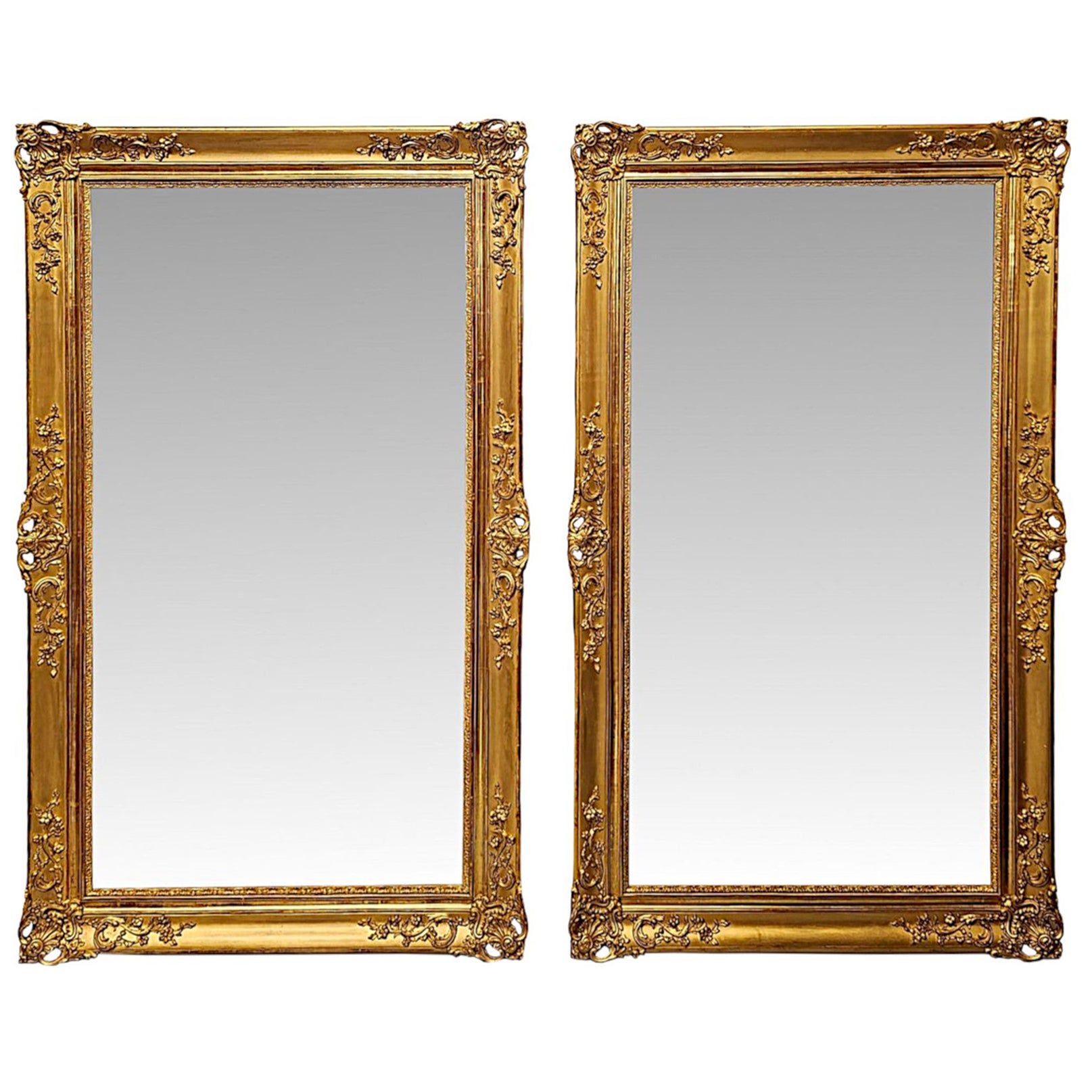 A Very Rare Pair of 19th Century Giltwood Mirrors For Sale