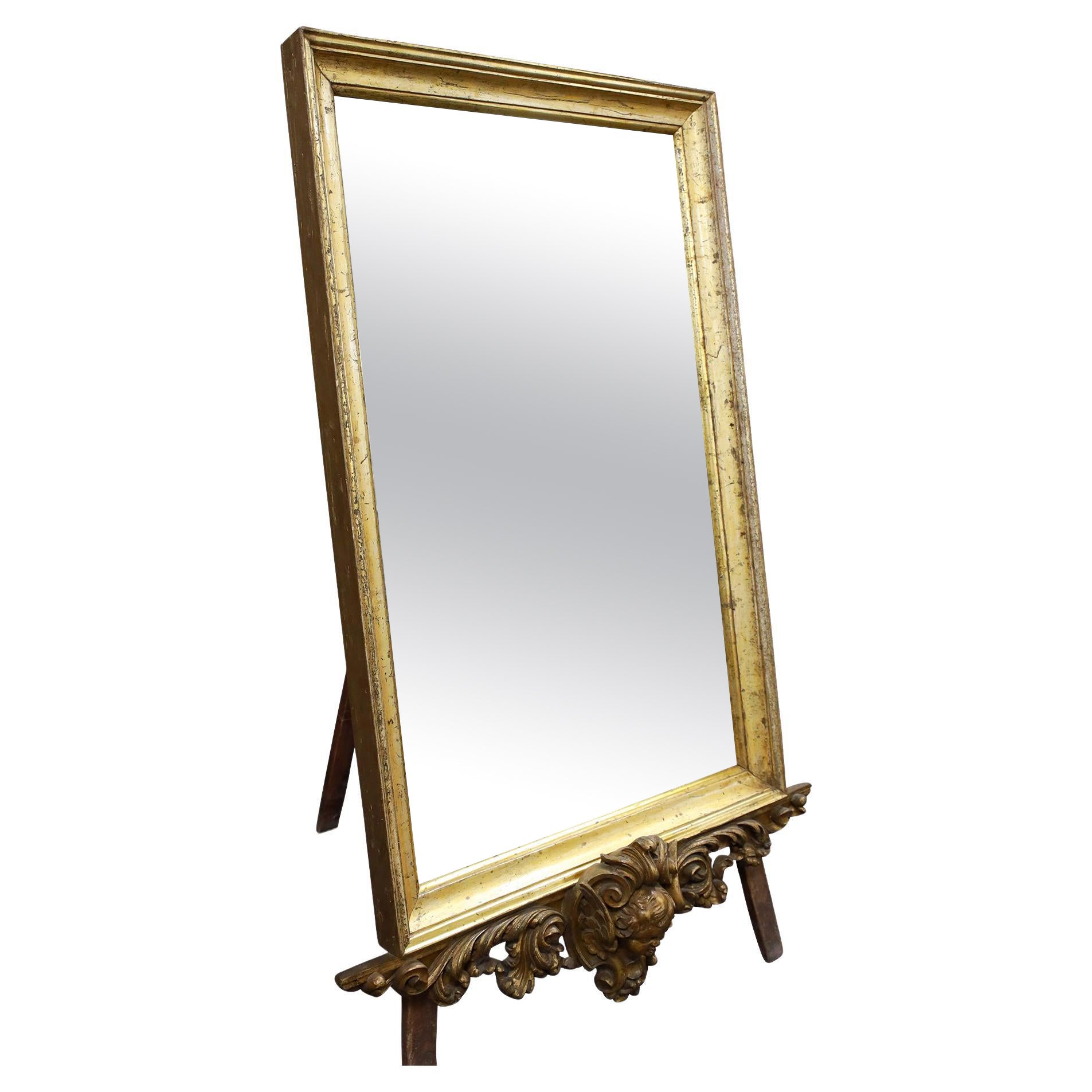 19th Century Italian Mirror with Cherub Head For Sale