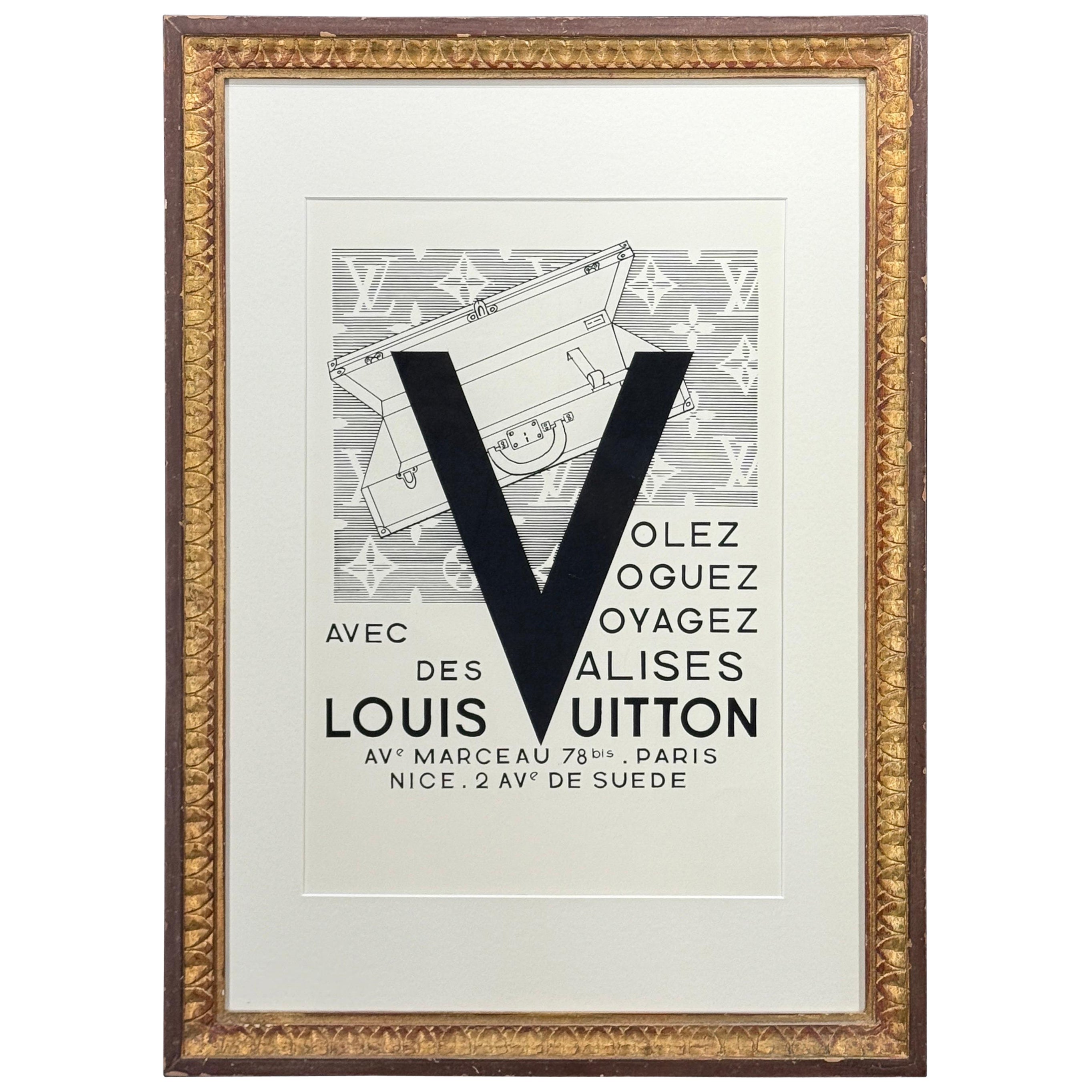 Louis Vuitton Large LV Suitcase Artwork Print in Gilt Frame in vendita