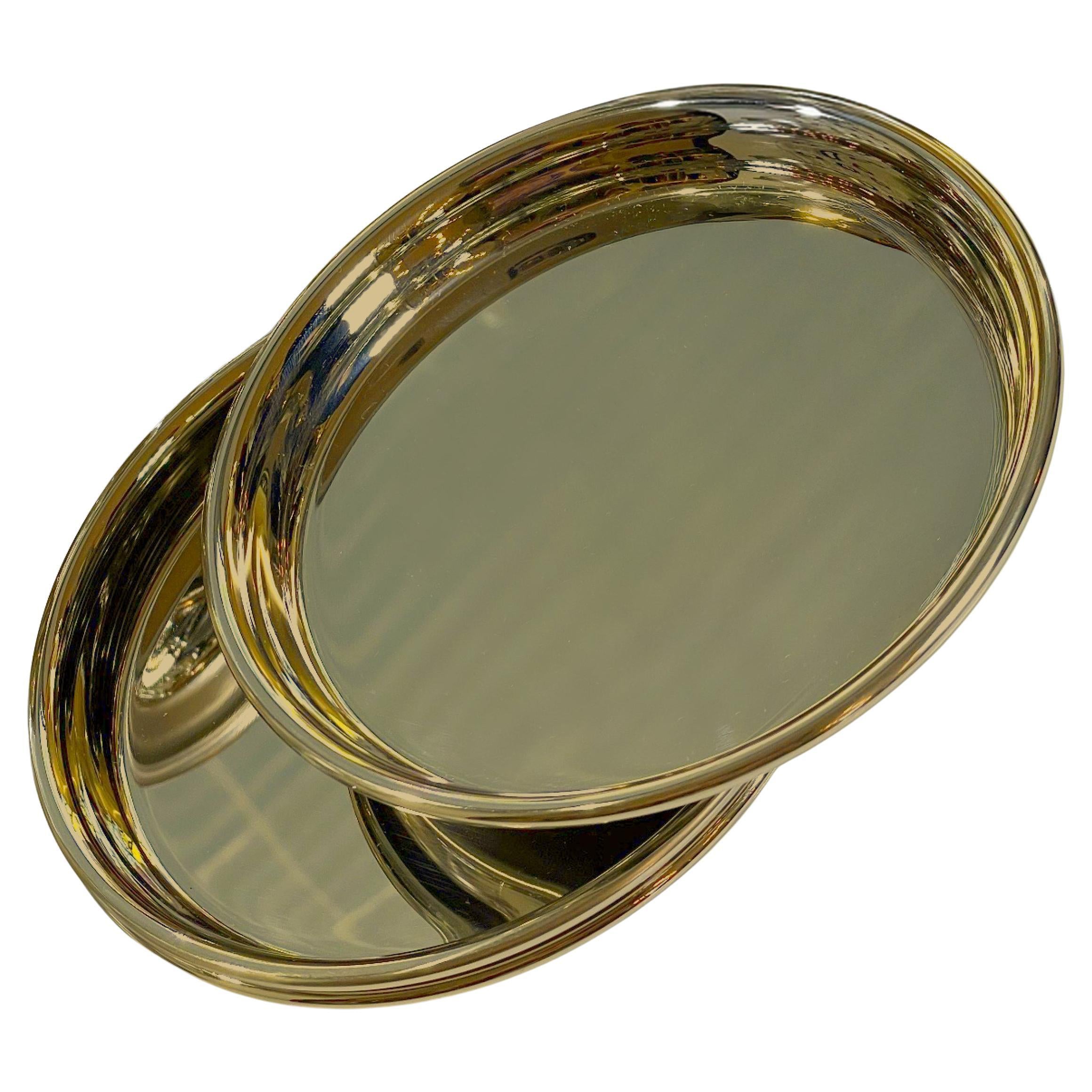 Modern Set of 6 Brushed Brass Coasters, Made in Italy