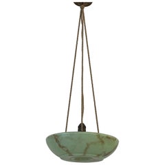 Art Deco Green Glass Ceiling Lamp, 1940s, Germany