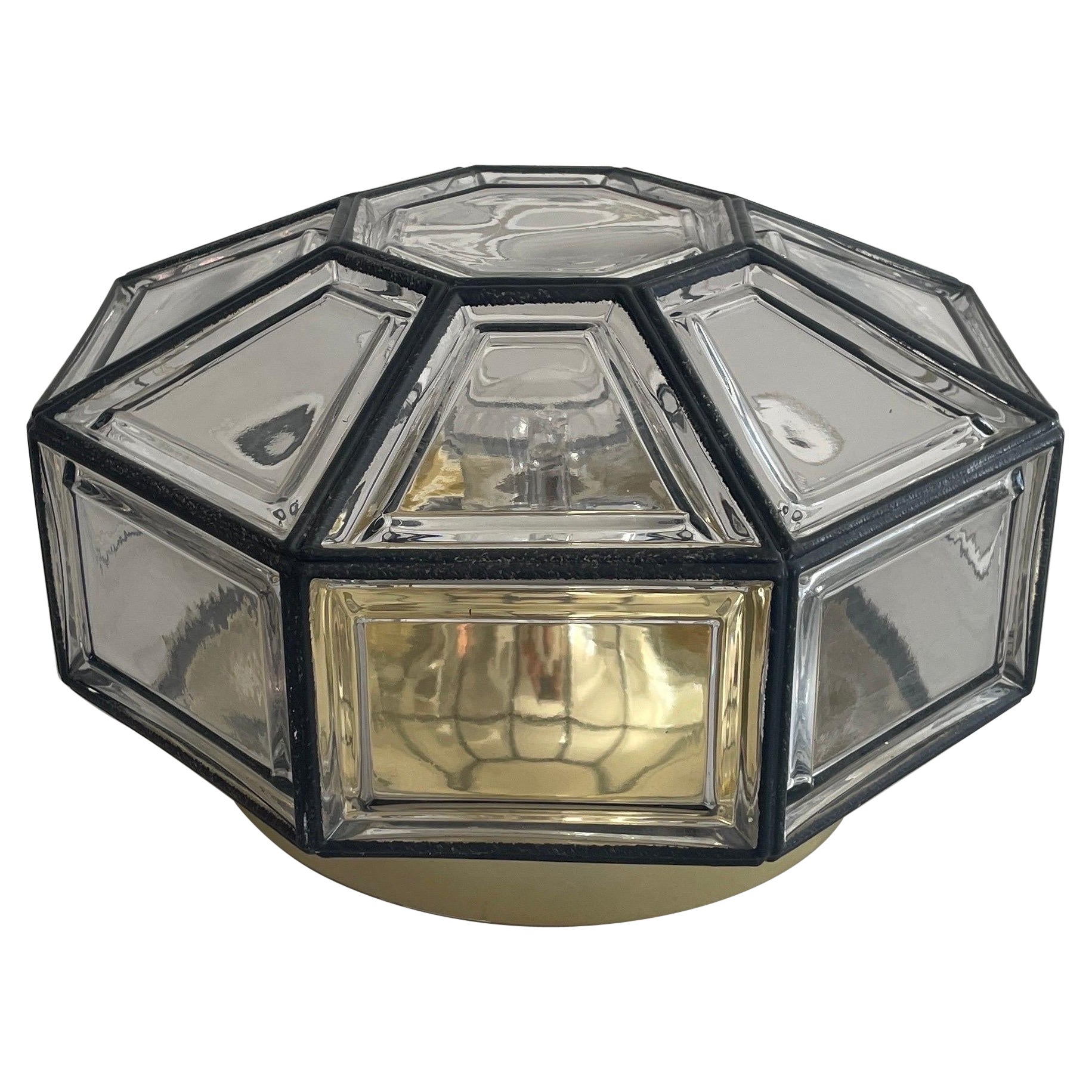 Iron Structured Glass Sconce or Ceiling Lamp by Limburg, 1960s, Germany