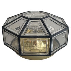 Iron Structured Glass Sconce or Ceiling Lamp by Limburg, 1960s, Germany