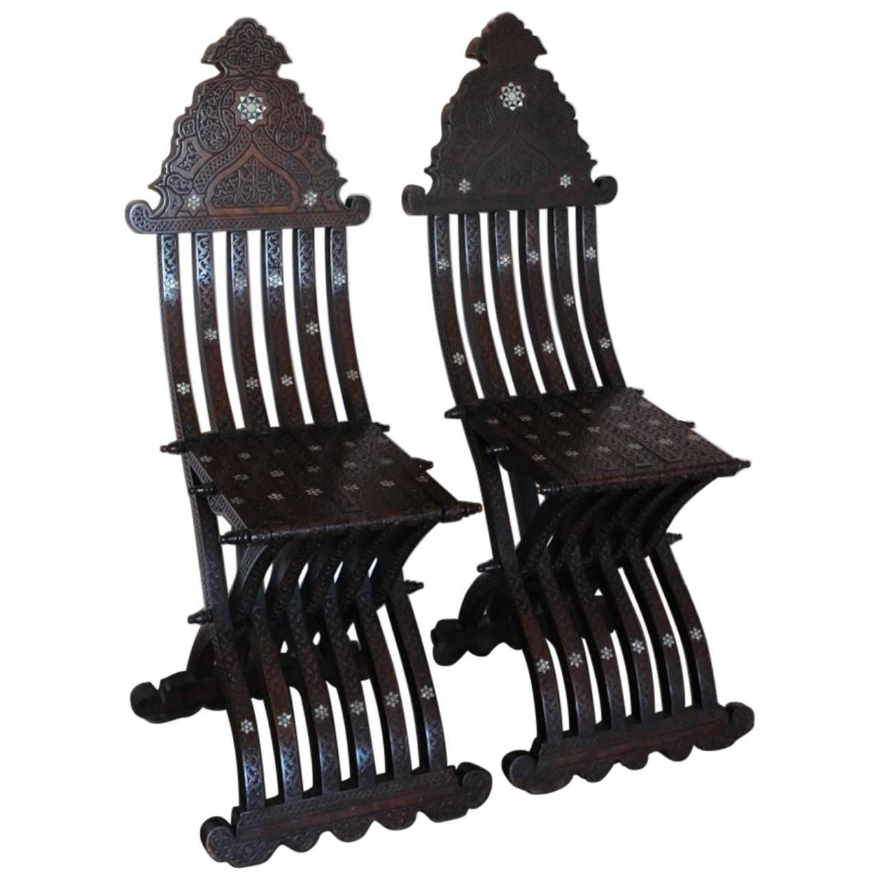 Pair of 19th Century Fold-Up Middle Eastern Chairs