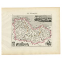 Map of Côtes-du-Nord France with Saint-Brieuc and Brittany Coastline, c.1850