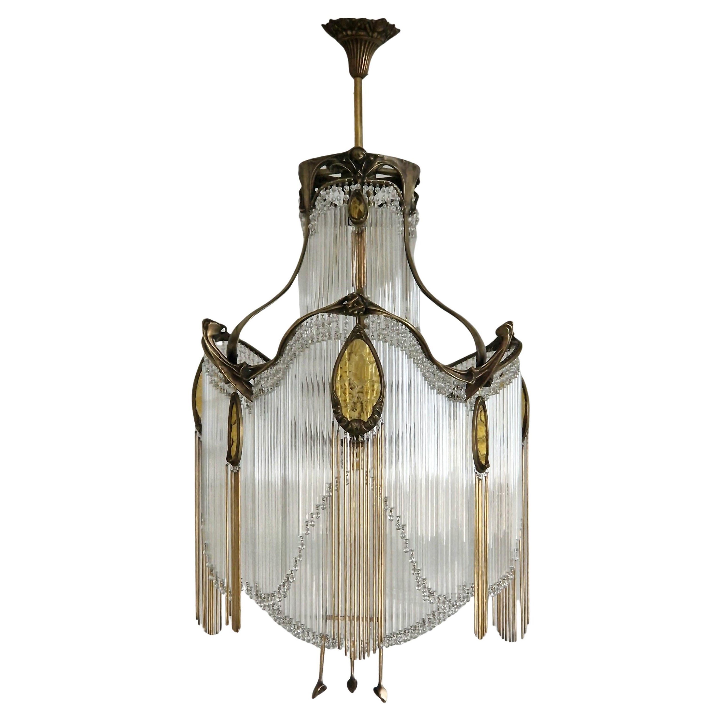 Art Nouveau Old Bronze Hector Guimard Chandelier